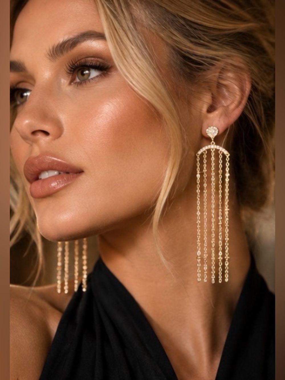 ettika In The Spotlight Crystal Dangle 18K Gold Plated Earrings